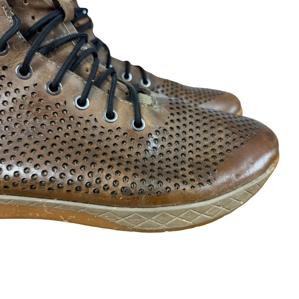Nobull High Top Leather Brown Trainers Sneakers Boots Casual Shoes Perforated 11
